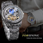 2023 New Arival watches Forsing Style Men's Fashion Hollow out Vintage Carved Automatic Mechanical Watch