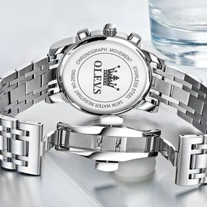 OLEVS watch for men multi-functional fashion three eyes waterproof business cusal quartz men watch 2858