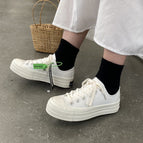 Pure white thick soled canvas shoes female student Korean version Harajuku ulzzang versatile heightening shoes 5616CW