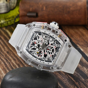 Watch for men Richard Hot Sale Six-Pin Watch Transparent Hollow Luminous Student Sports Waterproof Quartz Watch 1034
