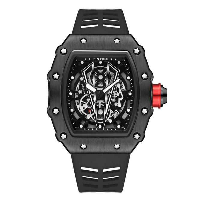 Pintime Watch Men's Domineering Barrel Men's Watch Hollow Sports Quartz men casual Watch 8140