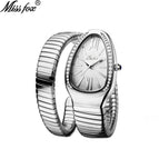 Missfox watch women's fashion personalized snakehead Bracelet Stainless Steel Diamond snake watch women