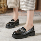 Women leather shoes  2022 new British style high-heeled office lady shoes round toe thick heel Mary Jane single street shoes women 668-2