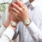CHENXI Business Dual Calendar Watch Couple Steel Strap Watch in Stock Men's and Women's Quartz Watch CX-8212A inter-gold