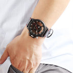 SKONE Skull Fashion Quartz Watch Casual Hollow out Men's leather Watch 9499