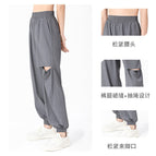 Lulu Elastic High Waist pants Hollow out Fitness Pants Women plus Size Casual Sports Pants Loose-Fit running dancing Trousers kk21