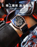 CHENXI new sun moon stars barrel-shaped automatic mechanical watch, luminous hollow mechanical watch CX-8855