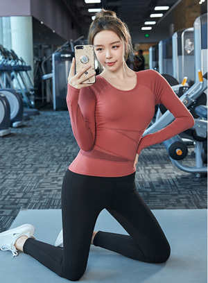 Women's sports suit fashion long sleeve running yoga outdoor clothing 8076 6031