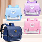 Trendy horizontal board primary school bag girls high-quality leather backpack boys ridge multi-layer large capacity