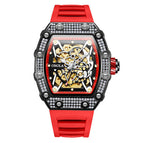 ONOLA ON3829D watch for men Fashion full diamond automatic mechanical watch men's silicone strap waterproof watch
