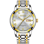 Kingnuos 1758 Double Calendar Steel Band Watch Round Genuine Quartz Watch Business Non Mechanical Watch