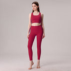New yoga suit Cross Shoulder Strap Beautiful Back Tank-Top Yoga Clothes Women's Skinny Running fitness Sports Two-Piece set TZ-230322