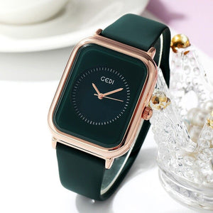 2023 New Gedi Fashion Simple Style Student Quartz Watch Jelly Color Net Red Silica  Green Square Watch for Womem