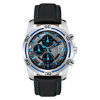 Men's watch Three-eye six-pin multi-function waterproof belt watch quartz men's watch K-8304M