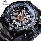 2021 Forsining Stainless Steel Waterproof Men's Skeleton Watches Transparent Mechanical Sport Male Wrist Watches