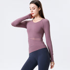 2022 new yoga clothes long-sleeved yoga tops Slim quick-drying running sports fitness women's dancing T-shirt 8076
