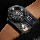 Oulm watch for men genuine large dial quartz watch leather sports casual men's watch gold men's watch HP5026