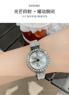 DINIMI 8242 2022 New Women's Watch Water Diamond Luxury Watch Women's Waterproof Rotary Dial Quartz Women's Watch
