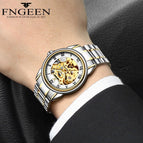 Fngeen Men's Watch Waterproof Fashion Student Men's Watch Double-Sided Hollow Automatic Mechanical Watch 8866