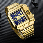Oulm watch for men gold large dial men's watch steel calendar square quartz men's watch casual style HP3364B