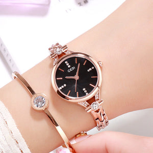 GEDI Fashion Waterproof Large Dial Steel Strap Women's Watch Student Minimalist Diamond Thin Strap Wrist Watch British Style 11028