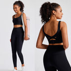 New women yoga suit beautiful back sports bra, high waist and hip lifting fitness pants women's yoga running suit set 60062+2083