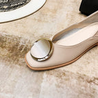 2022 summer new flat soft leather scoop shoes fashion flat square toe shoes women 888-16