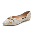 Flat shoes 2022 new horsebit buckle pleated satin pointed shallow beanie shoes plus size ladybugs pregnant women 222-21