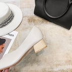 2022 new Korean style fashion shallow mouth slip-on shoes thick heel square toe fashion medium heel shoes women 3168