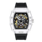 KIMSDUN fashion barrel-shaped silicone transparent hollow automatic mechanical watch men's K-2017A