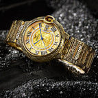 ONOLA ON3813 classic fashion retro men's large plate gold watch steel strap watch men's