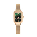 EAVANLIN 1895 Rose Gold Square Watch for Women Quartz Movement Mesh Steel Strap Ladies Rectangle Wristwatches Waterproof Fashion Female Clocks