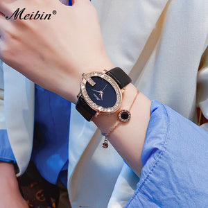 MEIBIN women watch new fashion Oval shell surface dial office lady watch diamond quartz watch 1658