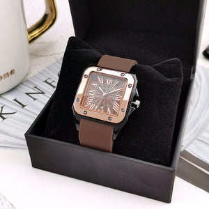 TPOFHS 8154 Net Red Tide Watch Silicon Tape Waterproof Watch Wholesale Roman Square Retro with Calendar Quartz Watch Casual Women's Watch