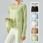 Yoga Blouse Long Knotted Long Sleeves Outer Match Quick-Drying Thin Sports Top Casual Loose Clothes DSL368