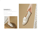 Fisherman's shoes women's spring and summer 2022 new lace pearl fisherman shoes women's grass woven shoes women's slip-on shoes 663-7