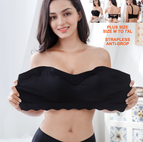 Plus size Strapless bra large size gathered anti-slip thin bra anti-drop no wire invisible wireless lace underwear