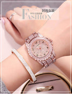 GEDI 2036 Fashion Casual Watch Hot Sale Women Elegant Luxury Stainless Steel Waterproof Ladies Diamond Rhinestone Analog Quartz