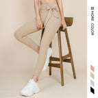 2021 new yoga pants women's high waist tight-fitting nude bow tie sports pants fitness running legging QD34