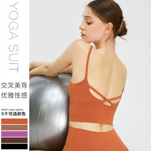 New Yoga Clothes Women's Cross Back Yoga Straps Vest Running Workout Exercise Underwear sports top