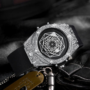 KIMSDUN foreign trade explosion diamond inlaid fashion trend creative men's watch silicone luminous waterproof sports quartz watch K109D