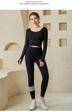 lulu new women's yoga clothes suit long-sleeved gym sports fashion top running quick-drying clothes fitness clothes 222+187