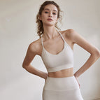 Women Yoga Sports Bra Temperament Back Gathering Running Vest lady top 9815