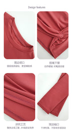 2022 new yoga suits long sleeve gym running sports sweat-absorbent quick-drying navel slim T-shirt trousers set 8074-6031