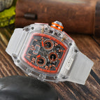Men's and women's watch 6-Pin Quartz Watch Barrel-Shaped Hollowed Fashion Non-Mechanical Watch Spot Transparent Watch 8087