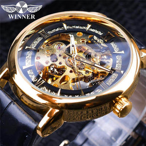 Winner western style men's fashion casual skeletonized mechanical movement men automatic mechanical watch SLZg80