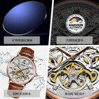 KIMSDUN Tourbillon Engraved Hollow Automatic Mechanical Watch Men's Waterproof Business Watch K-2031A