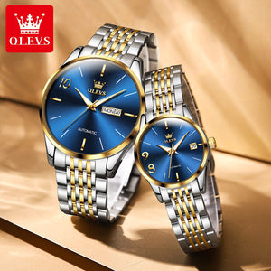 OLEVS Couple watch men and women Automatic mechanical watch waterproof luminous couple lover casual Watch 6632