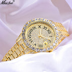 MISSFOX watch women's fashion diamond waterproof calendar full diamond face luminous ladies quartz watch 3035