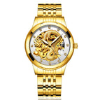 Mohdne Watch Leather Multifunctional Waterproof Gold Watch Dragon Watch Automatic Mechanical Hollow Men's Watch H666